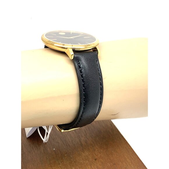 Movado Womens Watch 0607091 Ultra Slim Black Dial Swiss Quartz Gold Leather 35mm main image 12